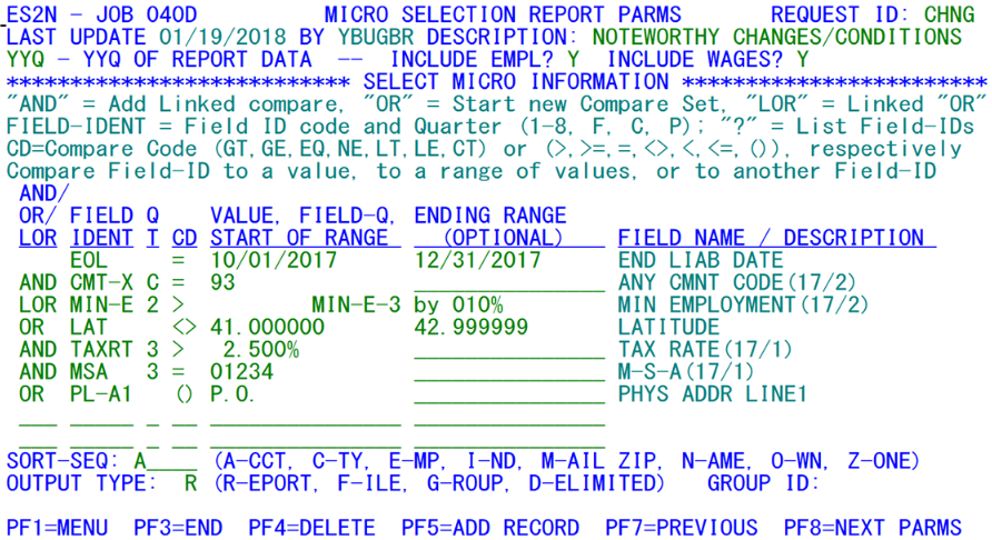 Es2n - job 040d - micro selection report parms.png