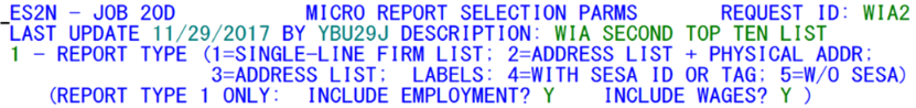 Es2n - job 020d - micro report selection parms - top.png